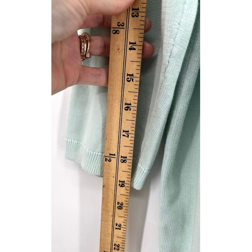 Talbots Floral Embroidered Cardigan Sweater Size 2Xp Mint Green Pom Pom Detail - Picture 8 of 12